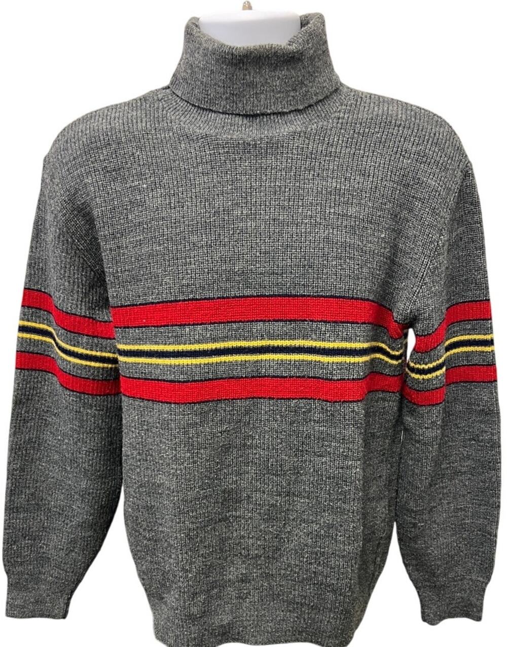 🧶 Robert Bruce Vintage USA Gray Knit Sweater Stripe Crewneck M